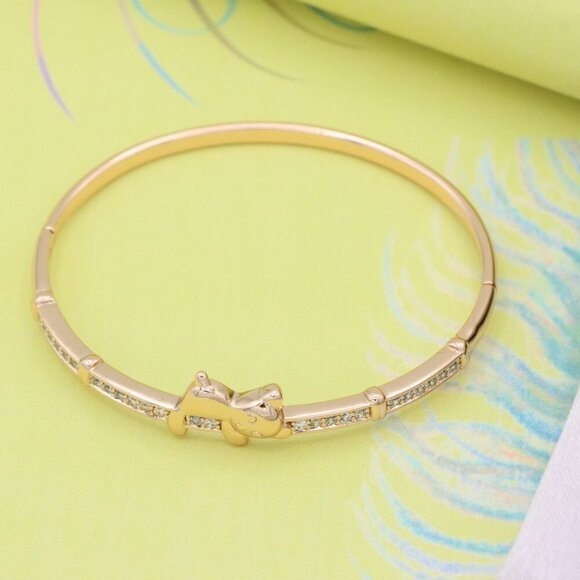 Charming Rose Gold Bangle with Adorable Bear Design, XPBL0527 - Picture 4 of 12